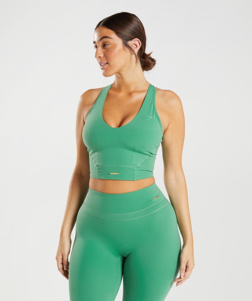 Women\'s Gymshark Whitney Crop Tanks Green | CA 5137AN